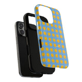 Sunburst Pattern Tough Magnetic Phone Case — Bright Yellow Suns on Sky Blue