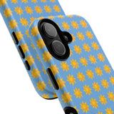 Sunburst Pattern Tough Magnetic Phone Case — Bright Yellow Suns on Sky Blue