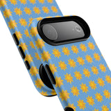 Sunburst Pattern Tough Magnetic Phone Case — Bright Yellow Suns on Sky Blue