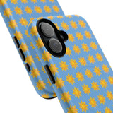 Sunburst Pattern Tough Magnetic Phone Case — Bright Yellow Suns on Sky Blue