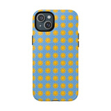 Sunburst Pattern Tough Magnetic Phone Case — Bright Yellow Suns on Sky Blue