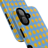 Sunburst Pattern Tough Magnetic Phone Case — Bright Yellow Suns on Sky Blue
