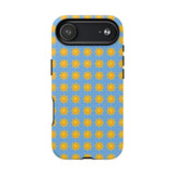 Sunburst Pattern Tough Magnetic Phone Case — Bright Yellow Suns on Sky Blue