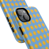 Sunburst Pattern Tough Magnetic Phone Case — Bright Yellow Suns on Sky Blue
