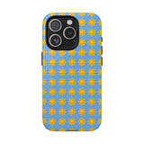 Sunburst Pattern Tough Magnetic Phone Case — Bright Yellow Suns on Sky Blue