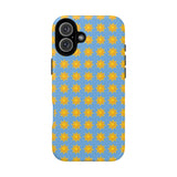 Sunburst Pattern Tough Magnetic Phone Case — Bright Yellow Suns on Sky Blue