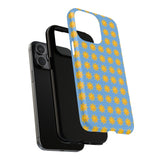 Sunburst Pattern Tough Magnetic Phone Case — Bright Yellow Suns on Sky Blue