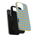 Sunburst Pattern Tough Magnetic Phone Case — Bright Yellow Suns on Sky Blue