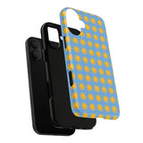 Sunburst Pattern Tough Magnetic Phone Case — Bright Yellow Suns on Sky Blue