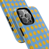 Sunburst Pattern Tough Magnetic Phone Case — Bright Yellow Suns on Sky Blue