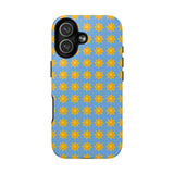 Sunburst Pattern Tough Magnetic Phone Case — Bright Yellow Suns on Sky Blue