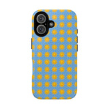 Sunburst Pattern Tough Magnetic Phone Case — Bright Yellow Suns on Sky Blue