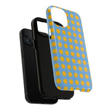 Sunburst Pattern Tough Magnetic Phone Case — Bright Yellow Suns on Sky Blue
