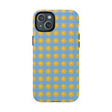 Sunburst Pattern Tough Magnetic Phone Case — Bright Yellow Suns on Sky Blue