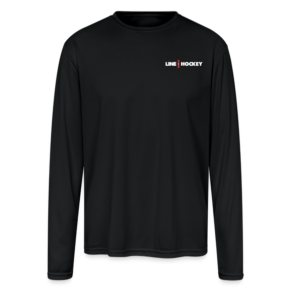 Line Hockey Men's Moisture Wicking Performance Long Sleeve T-Shirt - black