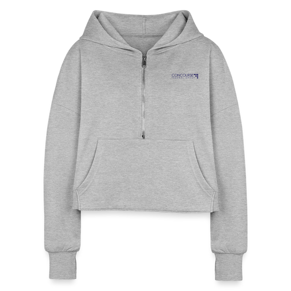 Concourse Federal Women's Half Zip Cropped Hoodie - heather gray