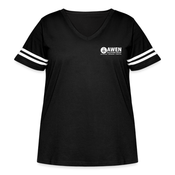 Awen Women's Curvy Vintage Sport T-Shirt - black/white