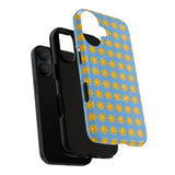 Sunburst Pattern Tough Magnetic Phone Case — Bright Yellow Suns on Sky Blue