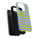 Sunburst Pattern Tough Magnetic Phone Case — Bright Yellow Suns on Sky Blue
