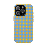 Sunburst Pattern Tough Magnetic Phone Case — Bright Yellow Suns on Sky Blue