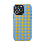 Sunburst Pattern Tough Magnetic Phone Case — Bright Yellow Suns on Sky Blue
