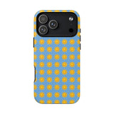 Sunburst Pattern Tough Magnetic Phone Case — Bright Yellow Suns on Sky Blue