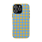 Sunburst Pattern Tough Magnetic Phone Case — Bright Yellow Suns on Sky Blue