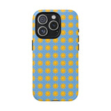 Sunburst Pattern Tough Magnetic Phone Case — Bright Yellow Suns on Sky Blue