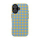 Sunburst Pattern Tough Magnetic Phone Case — Bright Yellow Suns on Sky Blue