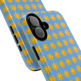 Sunburst Pattern Tough Magnetic Phone Case — Bright Yellow Suns on Sky Blue