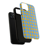 Sunburst Pattern Tough Magnetic Phone Case — Bright Yellow Suns on Sky Blue
