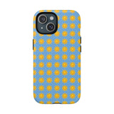 Sunburst Pattern Tough Magnetic Phone Case — Bright Yellow Suns on Sky Blue