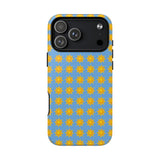 Sunburst Pattern Tough Magnetic Phone Case — Bright Yellow Suns on Sky Blue