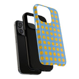 Sunburst Pattern Tough Magnetic Phone Case — Bright Yellow Suns on Sky Blue