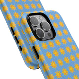 Sunburst Pattern Tough Magnetic Phone Case — Bright Yellow Suns on Sky Blue