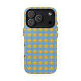 Sunburst Pattern Tough Magnetic Phone Case — Bright Yellow Suns on Sky Blue
