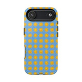 Sunburst Pattern Tough Magnetic Phone Case — Bright Yellow Suns on Sky Blue