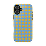 Sunburst Pattern Tough Magnetic Phone Case — Bright Yellow Suns on Sky Blue