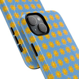 Sunburst Pattern Tough Magnetic Phone Case — Bright Yellow Suns on Sky Blue