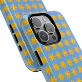 Sunburst Pattern Tough Magnetic Phone Case — Bright Yellow Suns on Sky Blue