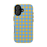 Sunburst Pattern Tough Magnetic Phone Case — Bright Yellow Suns on Sky Blue