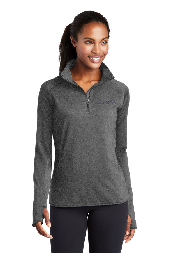 Sport-Tek Ladies Sport-Wick 1/4-Zip Pullover - Moisture Wicking, Stretch, Charcoal Grey Heather