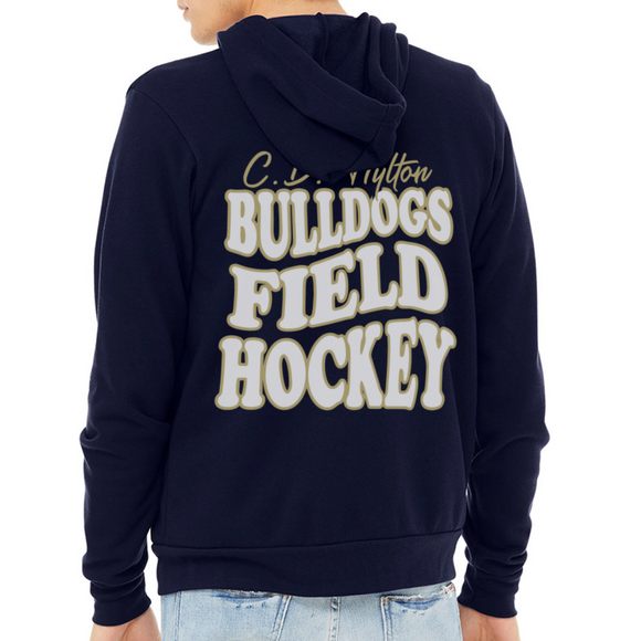 C. D. Hylton Field Hockey Bella + Canvas Unisex Full Zip Hoodie - navy