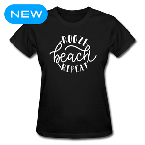 Beach Theme Ladies T-Shirt - black