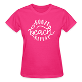 Beach Theme Ladies T-Shirt - fuchsia
